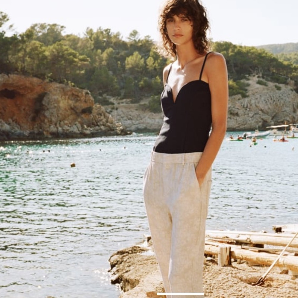 NWT Zara High-Waisted Wrinkle Look Trousers